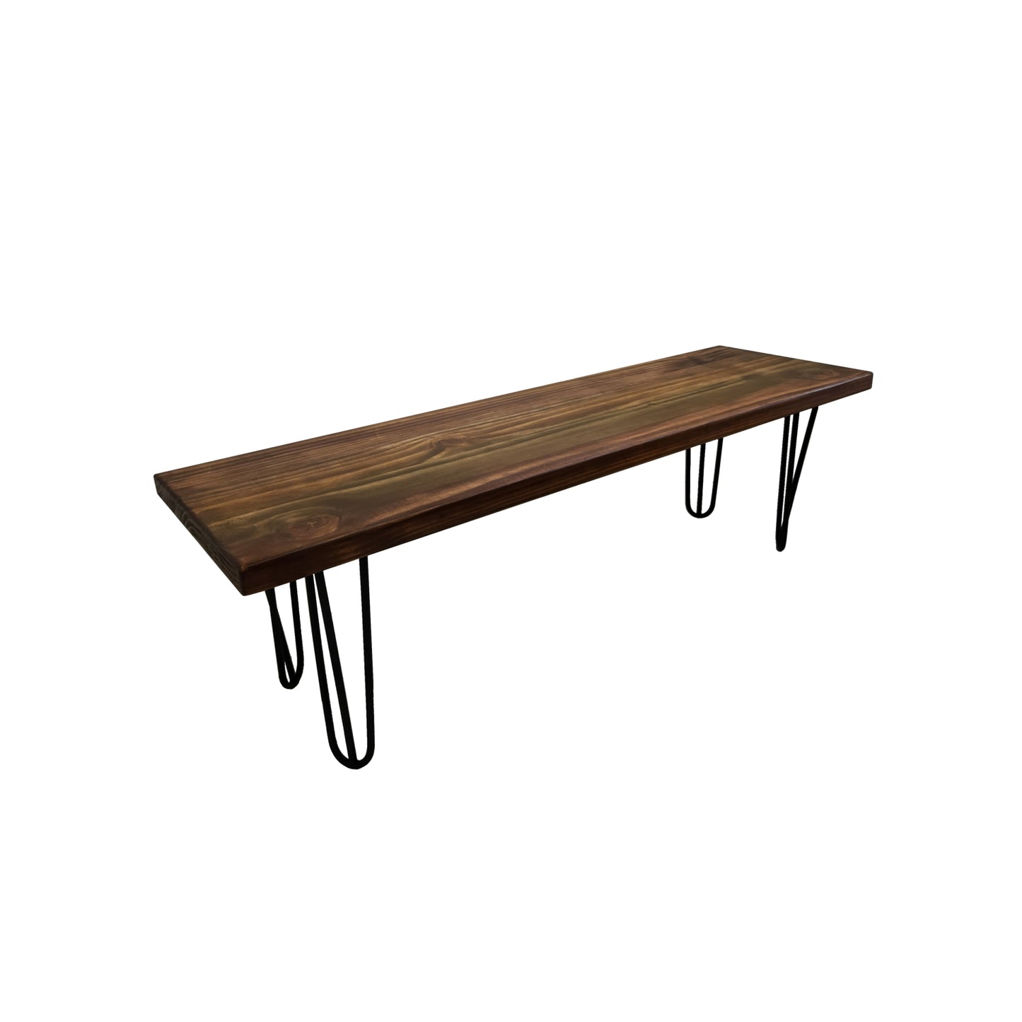 Banqueta industrial de fierro y madera estilo Hairpin, Modelo EMMEN Forest