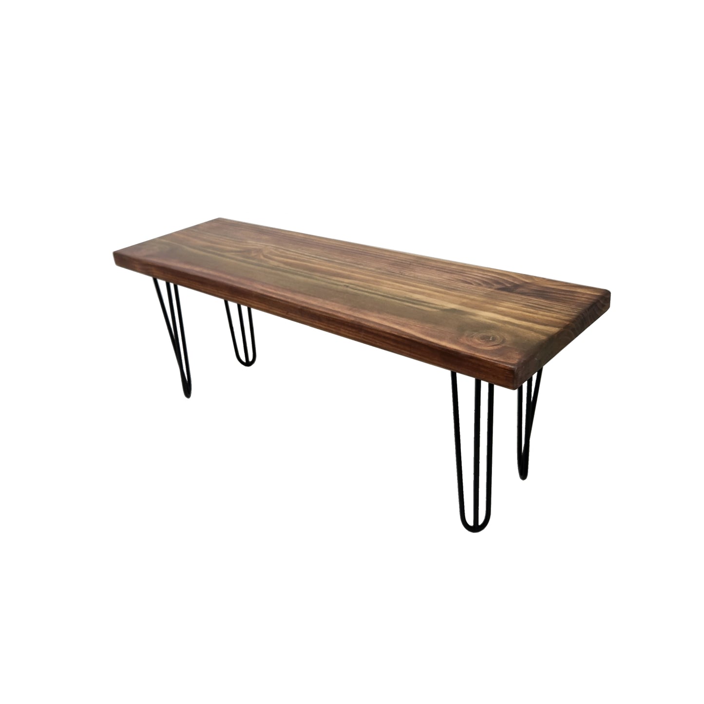 Banqueta industrial de fierro y madera estilo Hairpin, Modelo EMMEN Forest
