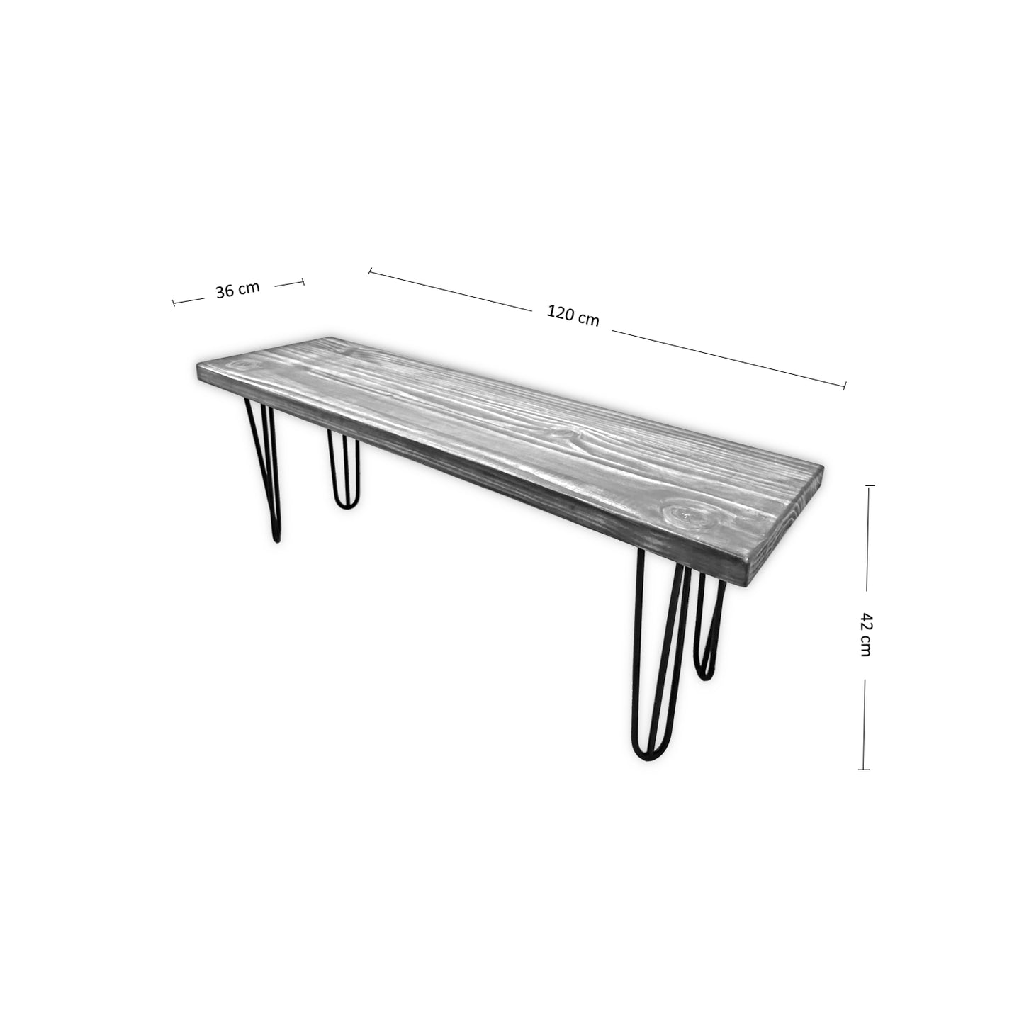 Banqueta industrial de fierro y madera estilo Hairpin, Modelo EMMEN Forest