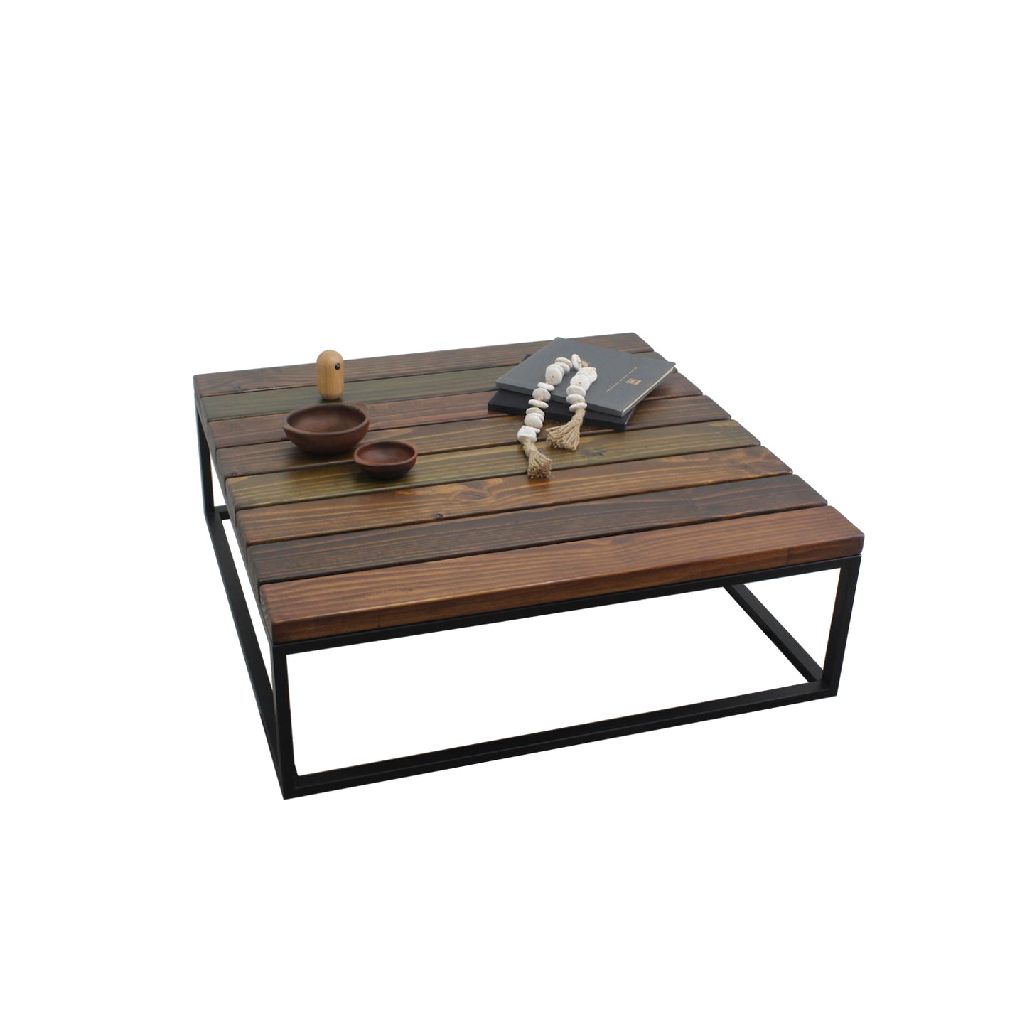 Mesa de centro industrial de fierro y madera modelo CANTABRIA