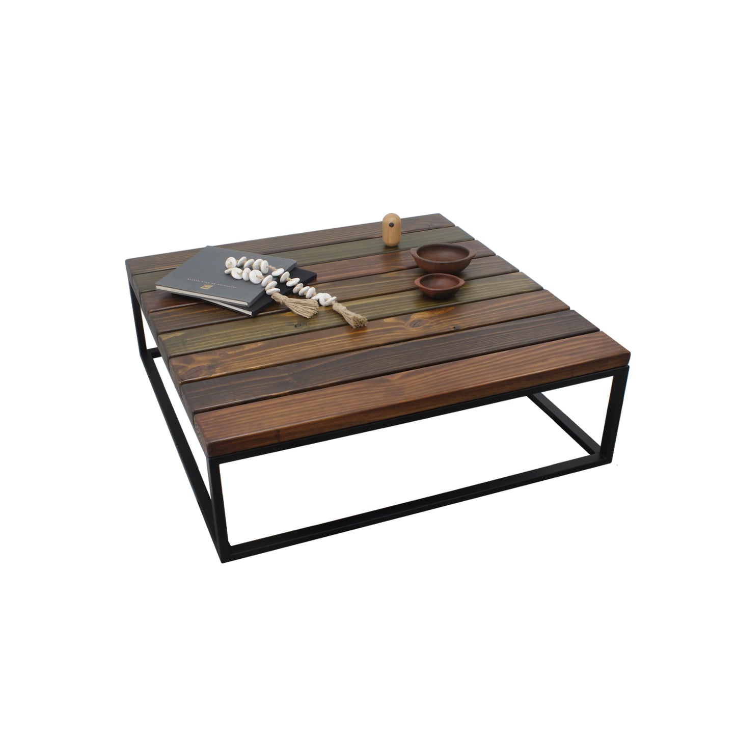 Mesa de centro industrial de fierro y madera modelo CANTABRIA