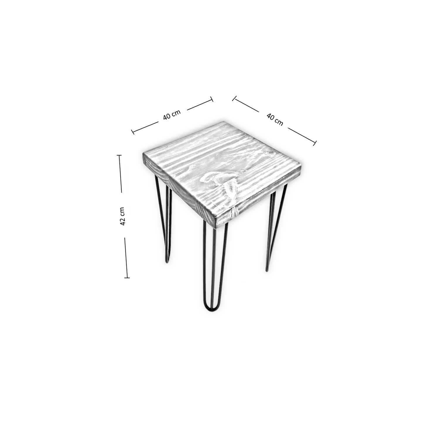 Mesa lateral industrial de fierro y madera estilo Hairpin 45x45x42 Modelo ROTTERDAM Forest