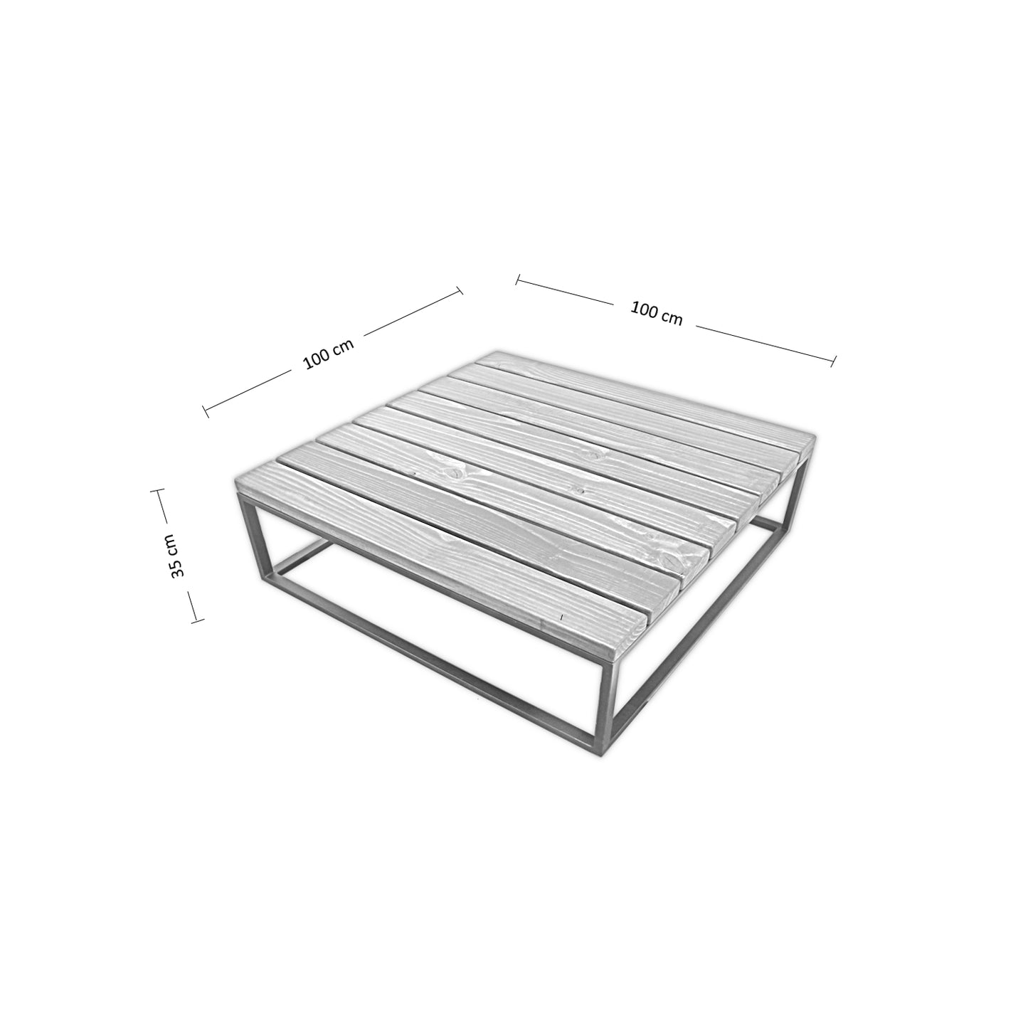 Mesa de centro industrial de fierro y madera modelo CANTABRIA