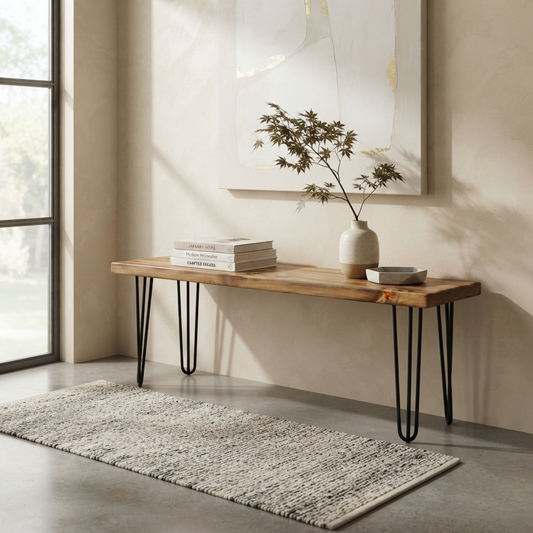 Banqueta Industrial EMMEN Tono Arena en Fierro y Madera - Fabricada en Chile, Llega Armada