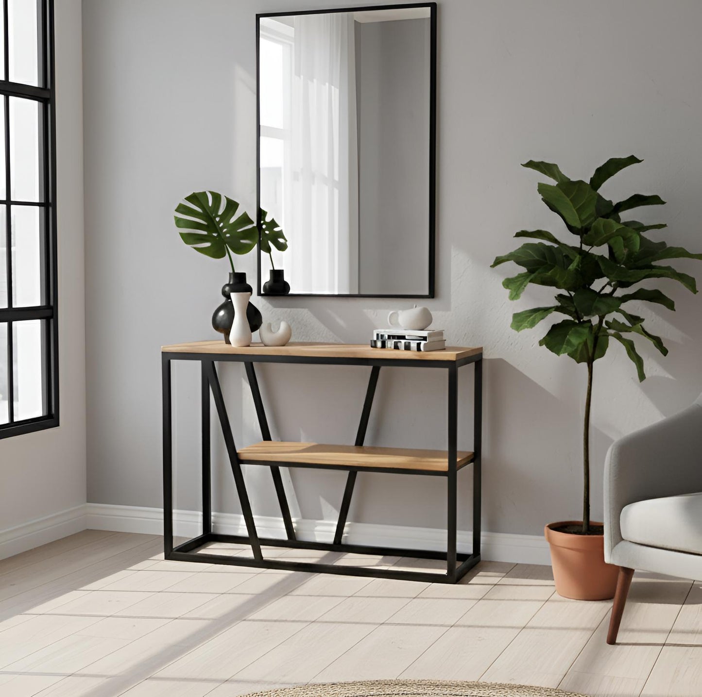 Arrimo de roble estilo industrial, Modelo MORELLA