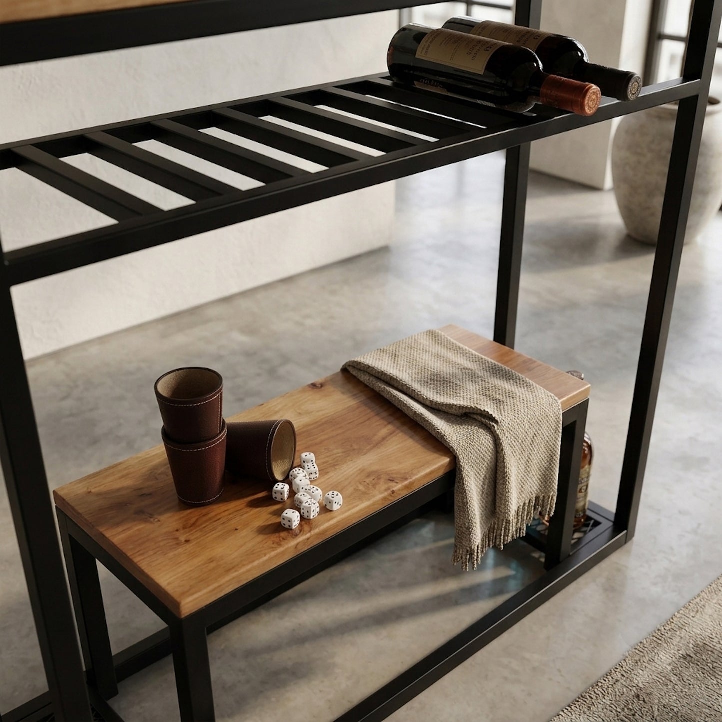 Arrimo Bar Industrial MALLORCA en Roble - Fabricado en Chile, Llega Armado